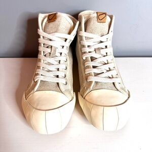 GOOD NEWS Bagel High-Top, Cream/White Sneakers, Laces, Platform, Size 38 (US 8)